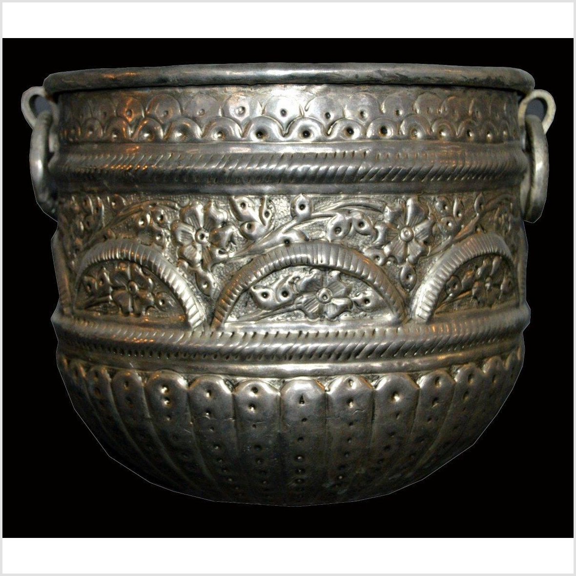 Hand Tooled Silver Plated Ice Bucket-1. Asian &amp; Chinese Furniture, Art, Antiques, Vintage Home Décor for sale at FEA Home