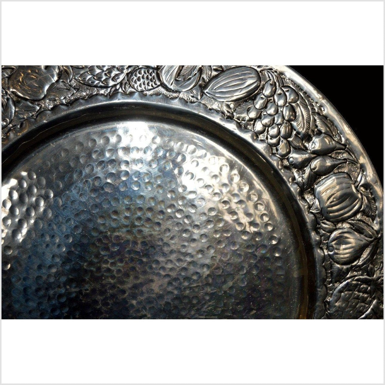 HAND TOOLED SILVER PLATED ORNATE CHARGER-4. Asian &amp; Chinese Furniture, Art, Antiques, Vintage Home Décor for sale at FEA Home