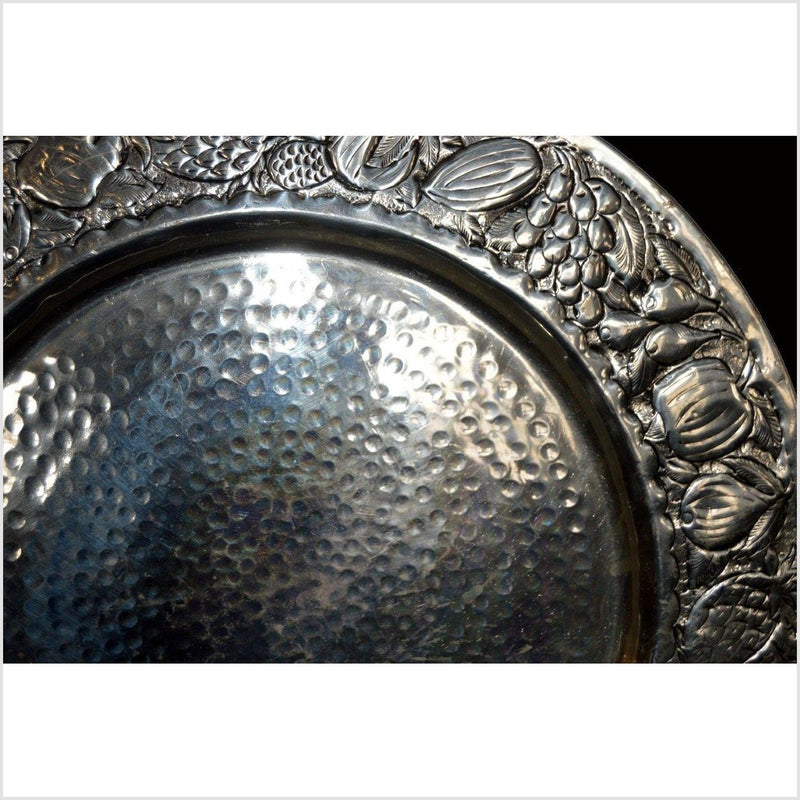 HAND TOOLED SILVER PLATED ORNATE CHARGER