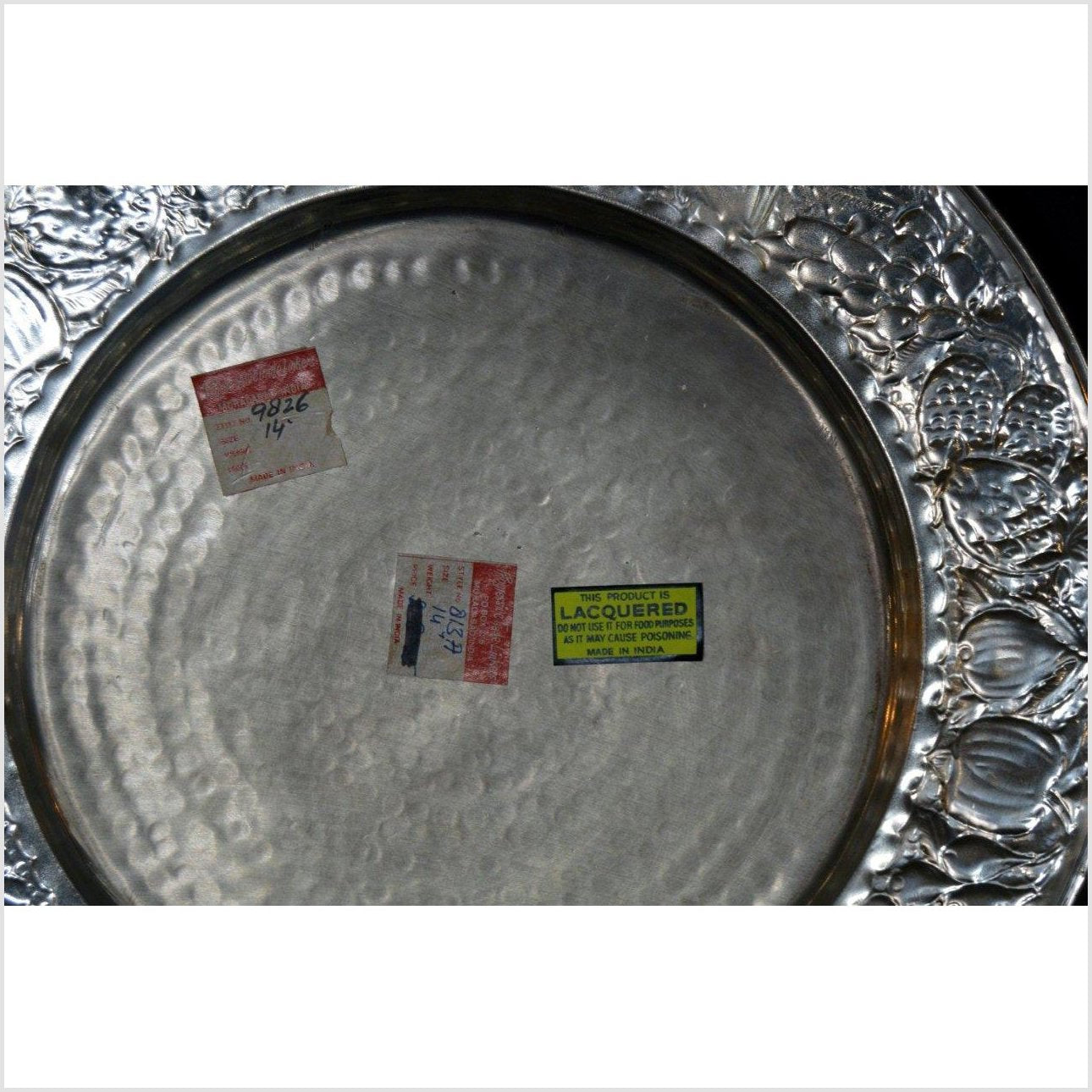 HAND TOOLED SILVER PLATED ORNATE CHARGER-6. Asian &amp; Chinese Furniture, Art, Antiques, Vintage Home Décor for sale at FEA Home