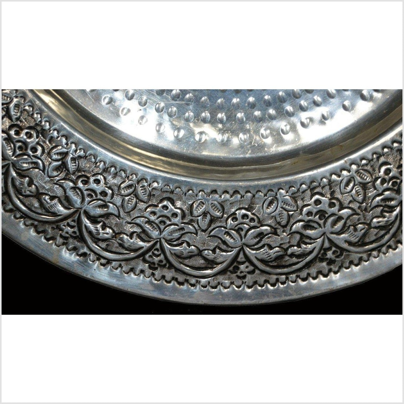 HAND TOOLED SILVER PLATED ORNATE CHARGER-3. Asian &amp; Chinese Furniture, Art, Antiques, Vintage Home Décor for sale at FEA Home