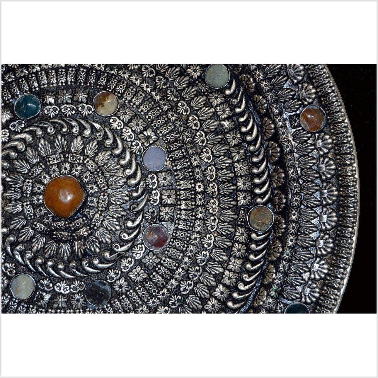HAND TOOLED SILVER PLATED ORNATE CHARGER-3. Asian &amp; Chinese Furniture, Art, Antiques, Vintage Home Décor for sale at FEA Home