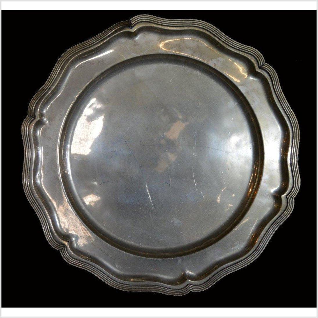 HAND TOOLED SILVER PLATED ORNATE CHARGER-1. Asian & Chinese Furniture, Art, Antiques, Vintage Home Décor for sale at FEA Home