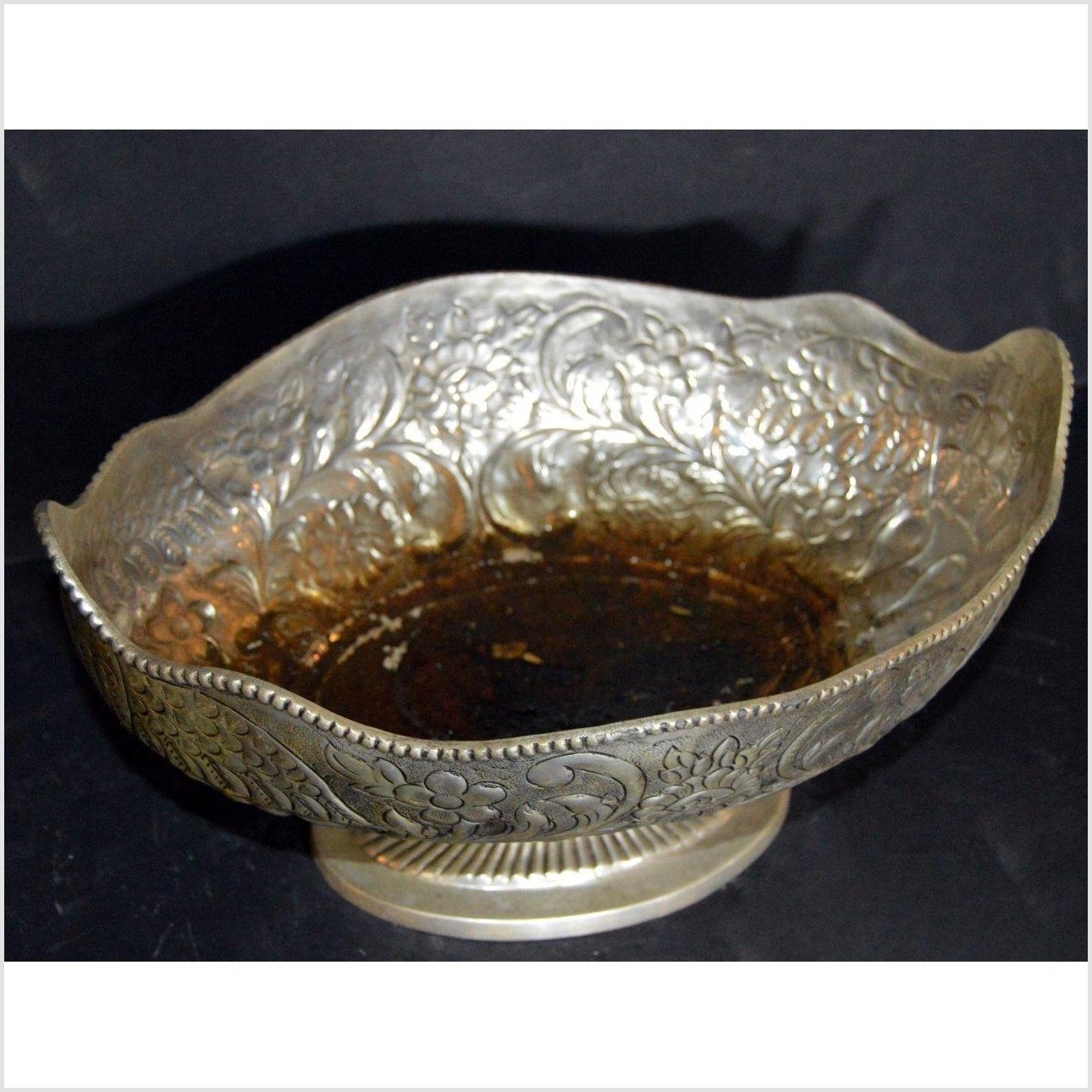 HAND TOOLED SILVER PLATED PLANTER-2. Asian & Chinese Furniture, Art, Antiques, Vintage Home Décor for sale at FEA Home