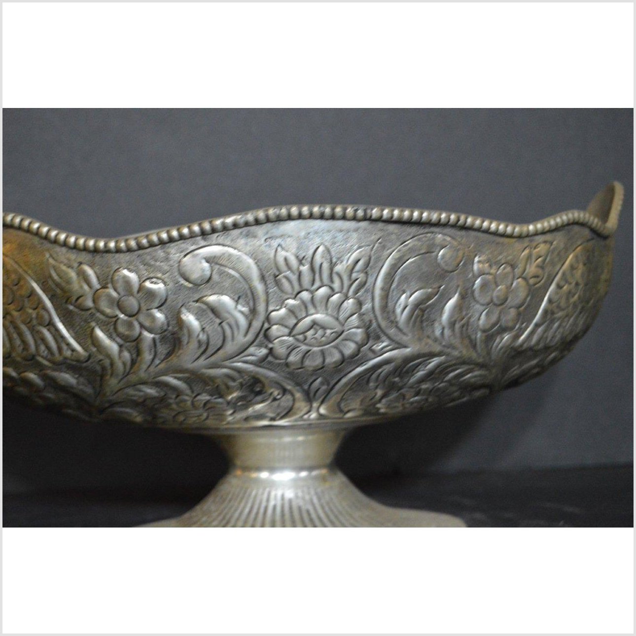 HAND TOOLED SILVER PLATED PLANTER-3. Asian &amp; Chinese Furniture, Art, Antiques, Vintage Home Décor for sale at FEA Home