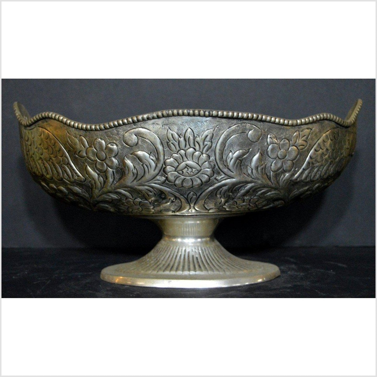 HAND TOOLED SILVER PLATED PLANTER-1. Asian & Chinese Furniture, Art, Antiques, Vintage Home Décor for sale at FEA Home