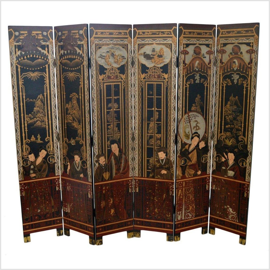 Handpainted Chinese Screen-1. Asian & Chinese Furniture, Art, Antiques, Vintage Home Décor for sale at FEA Home