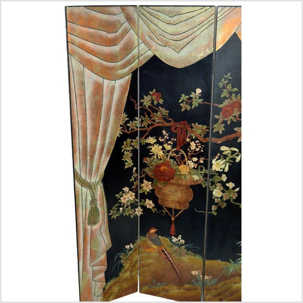 Handpainted Floral Screen-3. Asian &amp; Chinese Furniture, Art, Antiques, Vintage Home Décor for sale at FEA Home