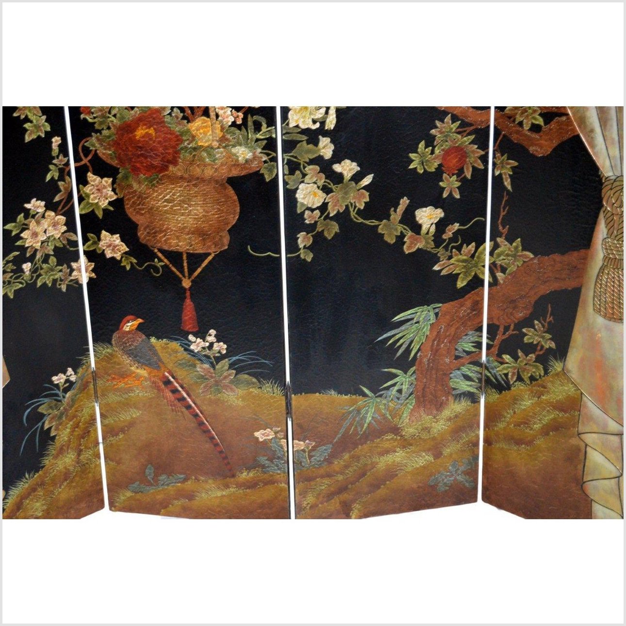 Handpainted Floral Screen-4. Asian &amp; Chinese Furniture, Art, Antiques, Vintage Home Décor for sale at FEA Home