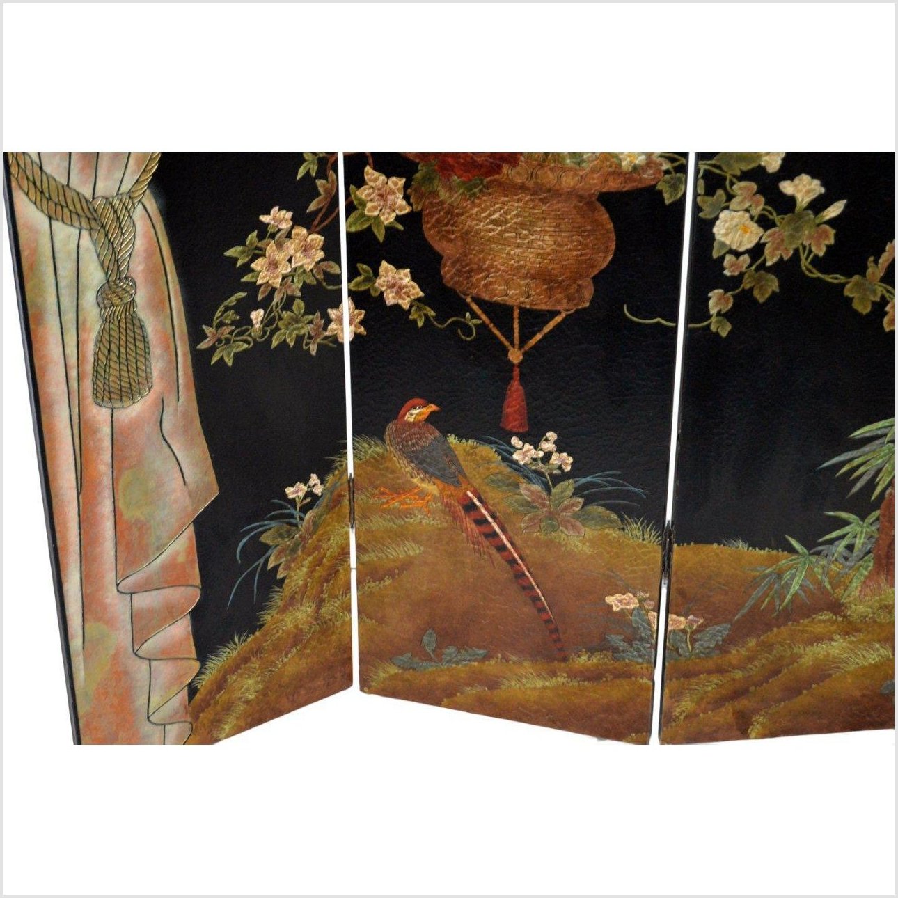 Handpainted Floral Screen-7. Asian &amp; Chinese Furniture, Art, Antiques, Vintage Home Décor for sale at FEA Home