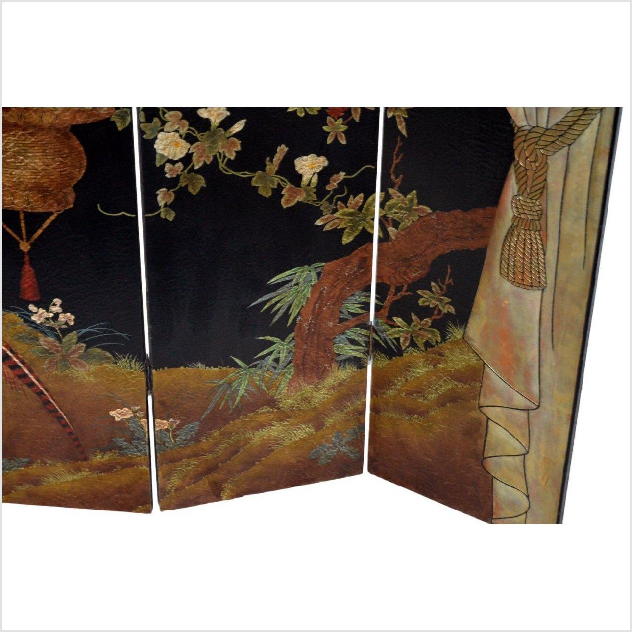 Handpainted Floral Screen-8. Asian &amp; Chinese Furniture, Art, Antiques, Vintage Home Décor for sale at FEA Home
