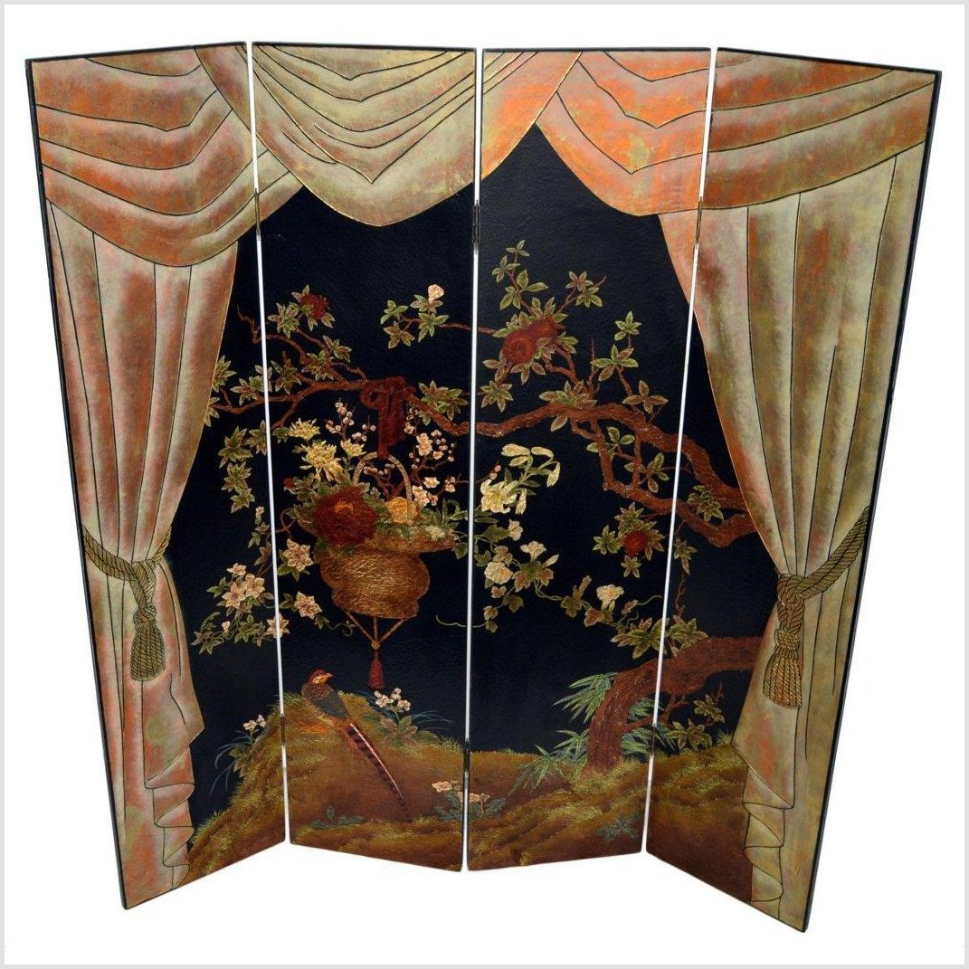 Handpainted Floral Screen-1. Asian & Chinese Furniture, Art, Antiques, Vintage Home Décor for sale at FEA Home