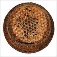 Handwoven Cane and Bamboo Grain Basket from 19th Century