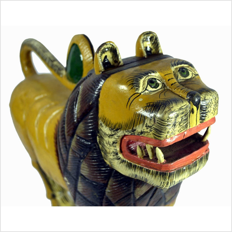 India Hand Carved Wooden Lion 
