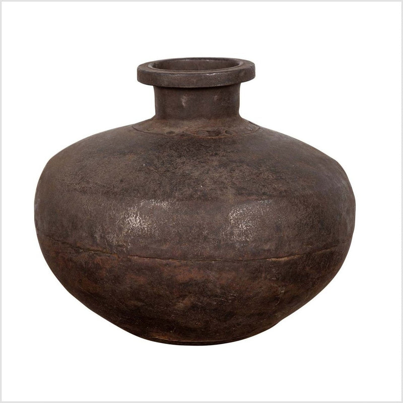 Indian 19th Century Metal Water Jar with Generous Belly and Protruding Lip- Asian Antiques, Vintage Home Decor & Chinese Furniture - FEA Home