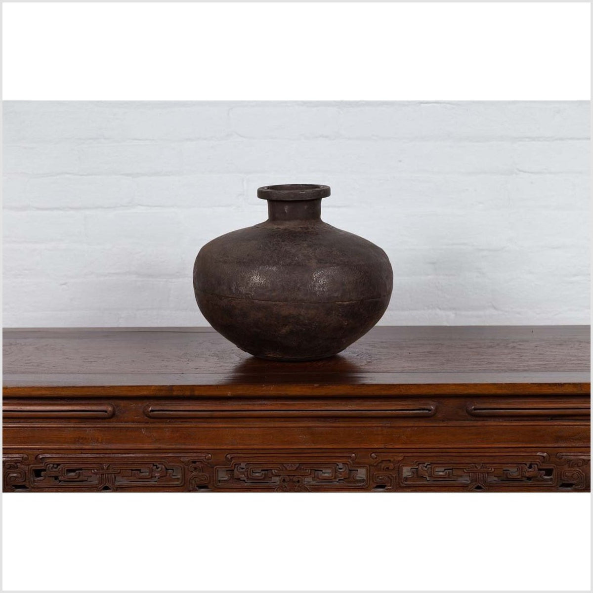Indian 19th Century Metal Water Jar with Generous Belly and Protruding Lip-4. Asian &amp; Chinese Furniture, Art, Antiques, Vintage Home Décor for sale at FEA Home