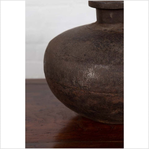 Indian 19th Century Metal Water Jar with Generous Belly and Protruding Lip