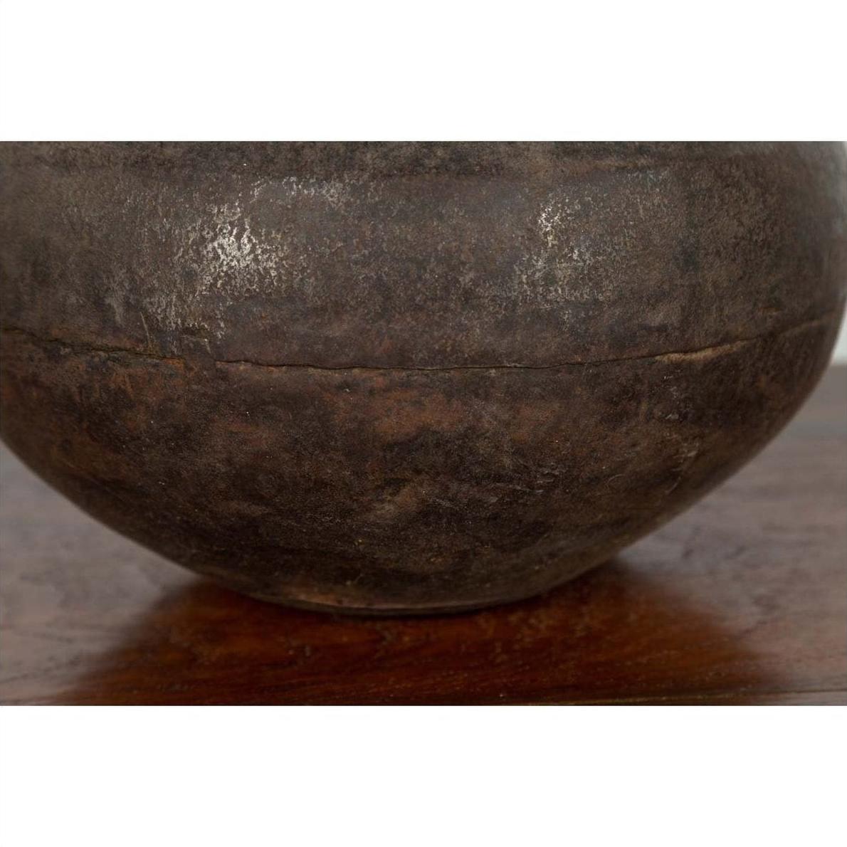 Indian 19th Century Metal Water Jar with Generous Belly and Protruding Lip-9. Asian &amp; Chinese Furniture, Art, Antiques, Vintage Home Décor for sale at FEA Home