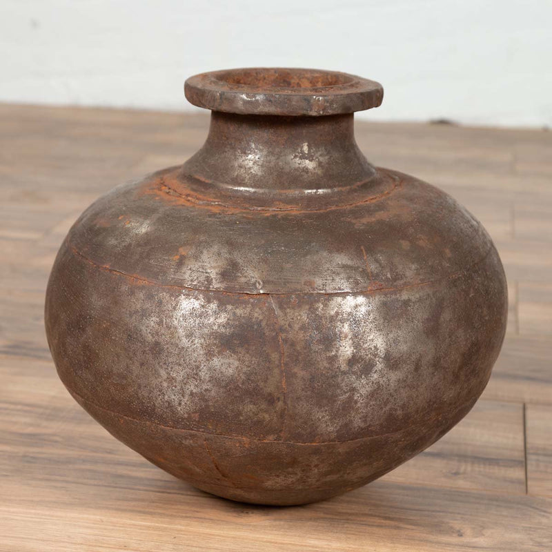Indian 19th Century Metal Water Jug with Generous Belly and Protruding Lip-YN6494-13. Asian & Chinese Furniture, Art, Antiques, Vintage Home Décor for sale at FEA Home