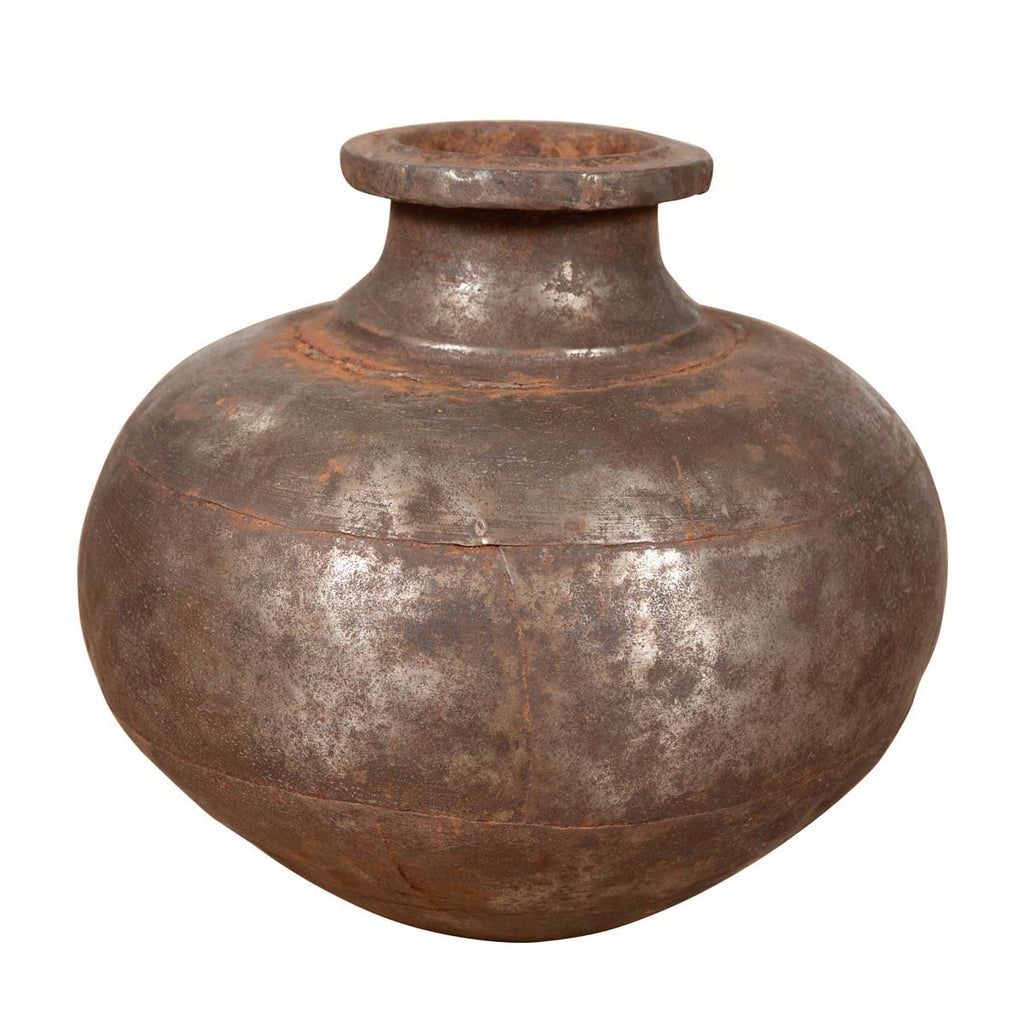 Indian 19th Century Metal Water Jug with Generous Belly