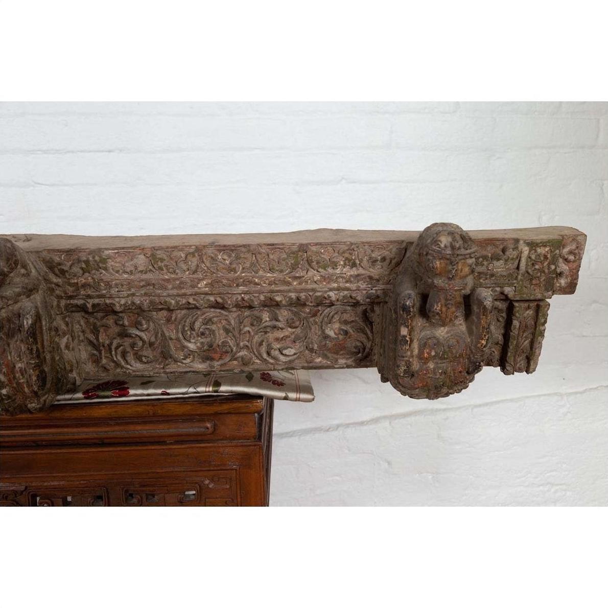 Indian Antique 19th Century Architectural Temple Molding with Carved Animals-11. Asian &amp; Chinese Furniture, Art, Antiques, Vintage Home Décor for sale at FEA Home