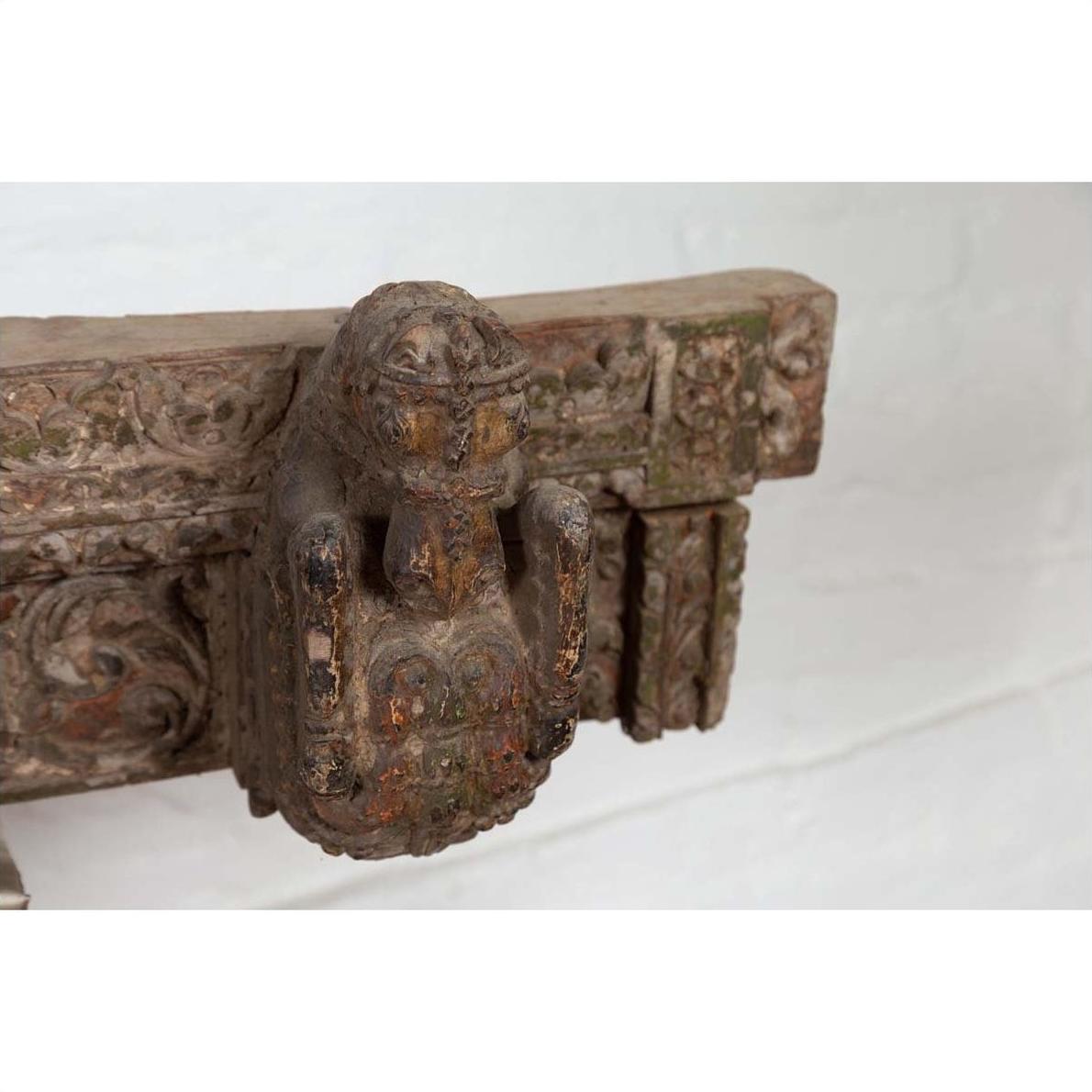 Indian Antique 19th Century Architectural Temple Molding with Carved Animals-12. Asian &amp; Chinese Furniture, Art, Antiques, Vintage Home Décor for sale at FEA Home