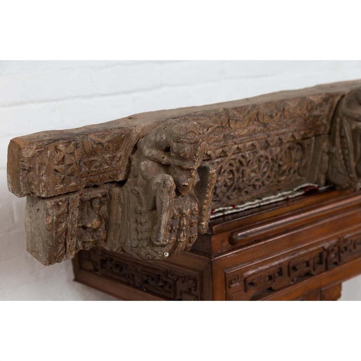 Indian Antique 19th Century Architectural Temple Molding with Carved Animals-13. Asian &amp; Chinese Furniture, Art, Antiques, Vintage Home Décor for sale at FEA Home