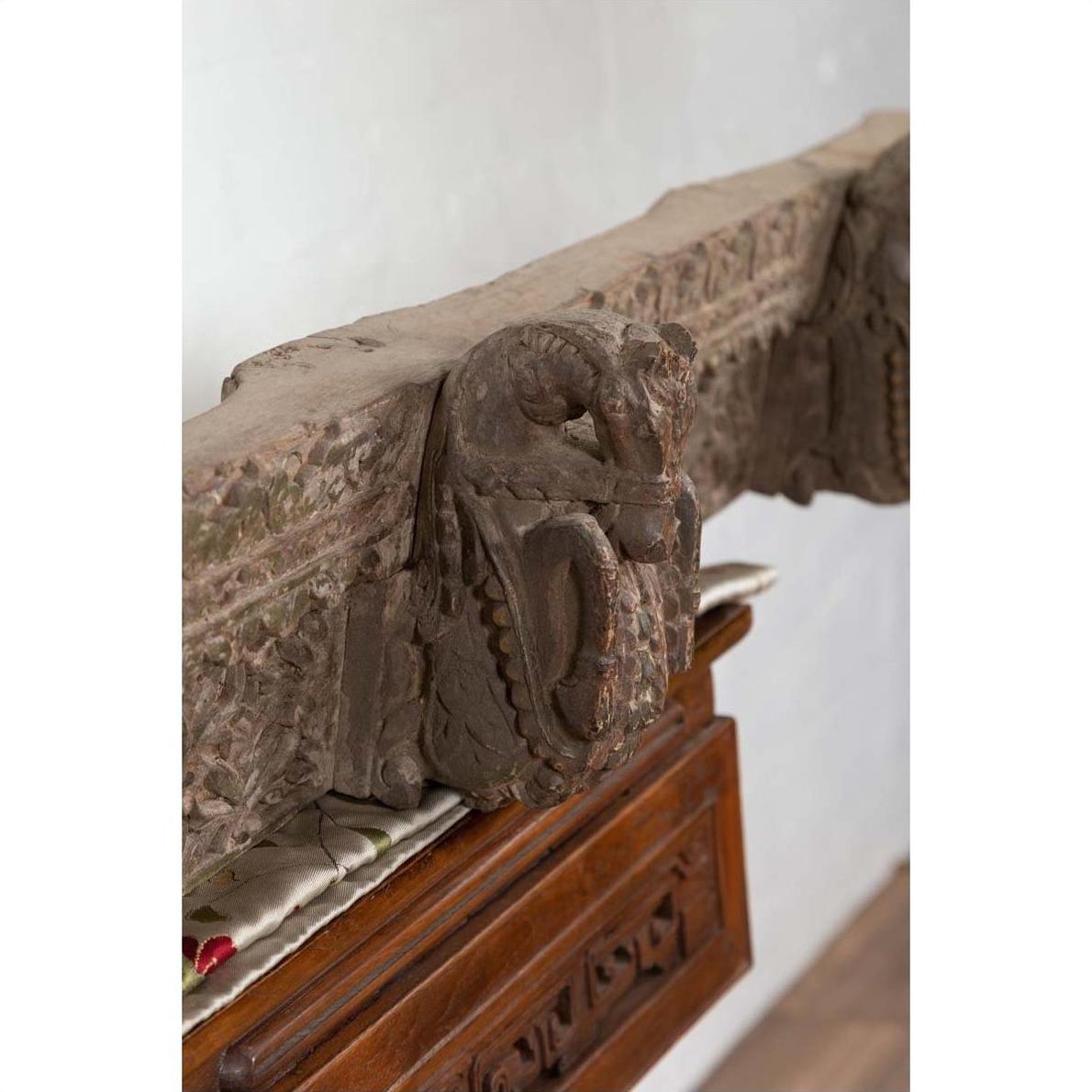 Indian Antique 19th Century Architectural Temple Molding with Carved Animals-16. Asian &amp; Chinese Furniture, Art, Antiques, Vintage Home Décor for sale at FEA Home