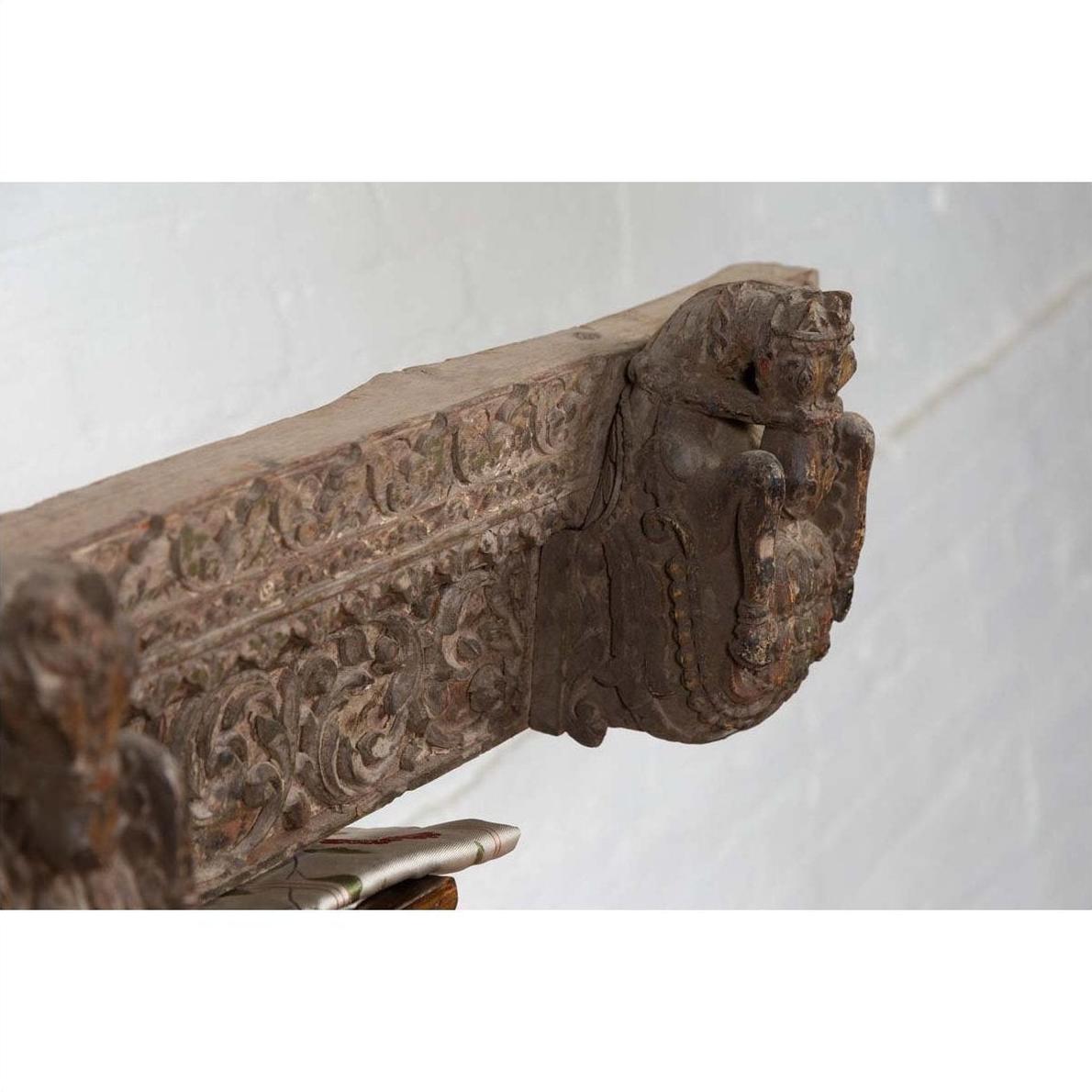 Indian Antique 19th Century Architectural Temple Molding with Carved Animals-18. Asian &amp; Chinese Furniture, Art, Antiques, Vintage Home Décor for sale at FEA Home