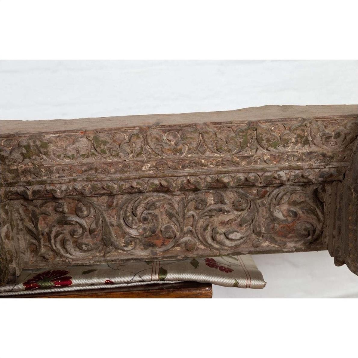 Indian Antique 19th Century Architectural Temple Molding with Carved Animals-19. Asian &amp; Chinese Furniture, Art, Antiques, Vintage Home Décor for sale at FEA Home