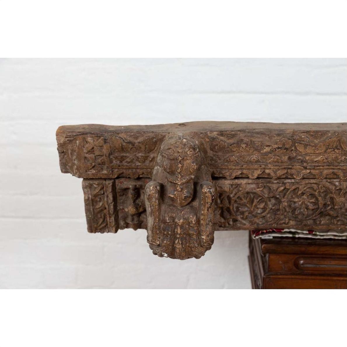 Indian Antique 19th Century Architectural Temple Molding with Carved Animals-4. Asian &amp; Chinese Furniture, Art, Antiques, Vintage Home Décor for sale at FEA Home