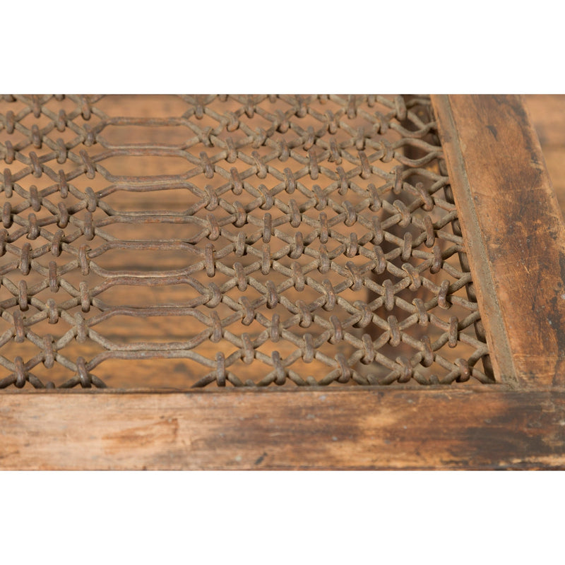 Indian Antique Window Grate Made into a Coffee Table with Turned Baluster Legs-YN7583-10. Asian & Chinese Furniture, Art, Antiques, Vintage Home Décor for sale at FEA Home