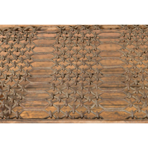 Indian Antique Window Grate Made into a Coffee Table with Turned Baluster Legs-YN7583-11. Asian & Chinese Furniture, Art, Antiques, Vintage Home Décor for sale at FEA Home