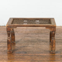 Indian Antique Window Grate Made into a Coffee Table with Turned Baluster Legs-YN7583-15. Asian & Chinese Furniture, Art, Antiques, Vintage Home Décor for sale at FEA Home