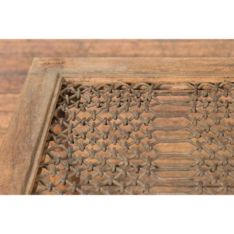 Indian Antique Window Grate Made into a Coffee Table with Turned Baluster Legs-YN7583-9. Asian & Chinese Furniture, Art, Antiques, Vintage Home Décor for sale at FEA Home
