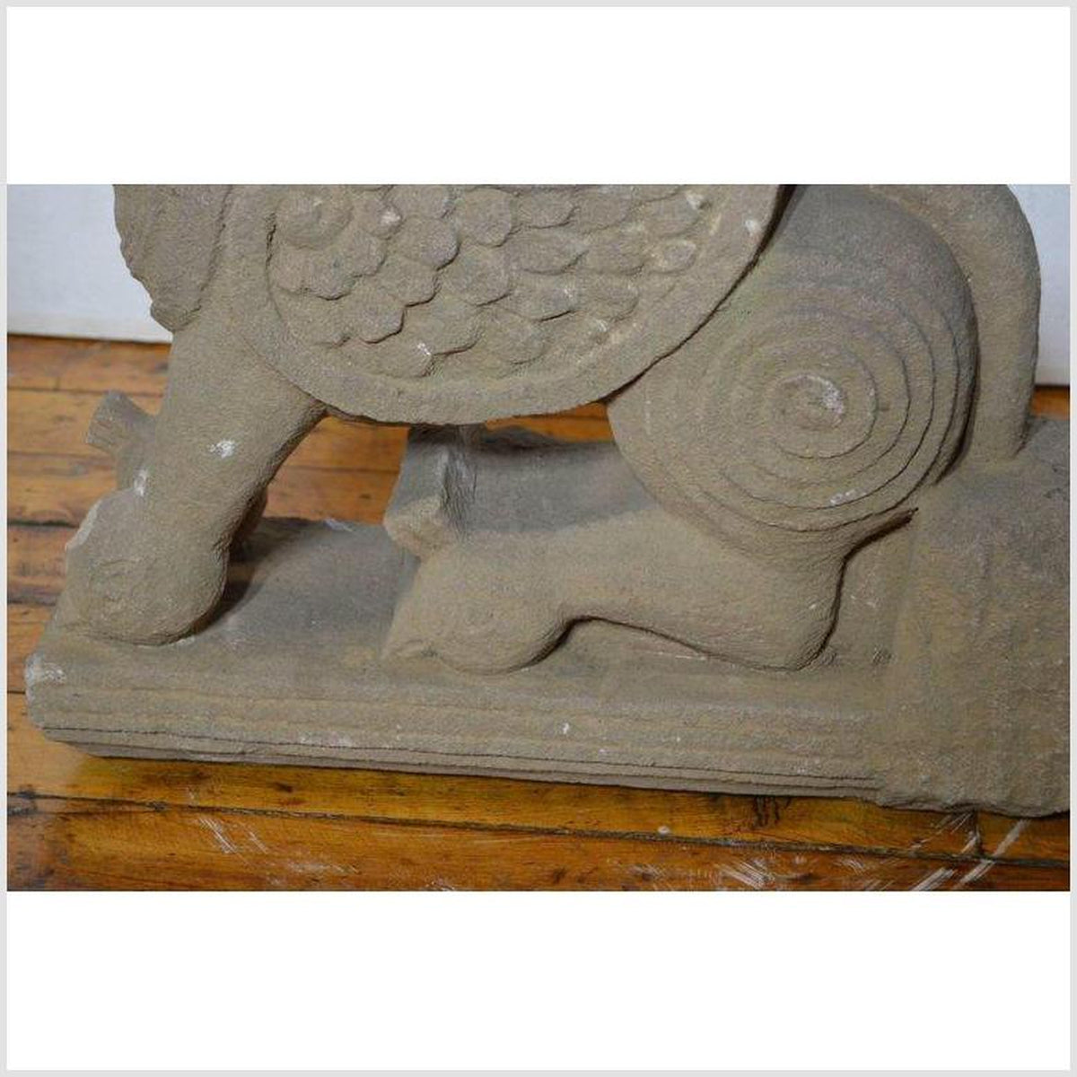 Indian Hand-Carved 19th Century Stone Sphinx Sculpture with Tiara and Earrings-10. Asian &amp; Chinese Furniture, Art, Antiques, Vintage Home Décor for sale at FEA Home