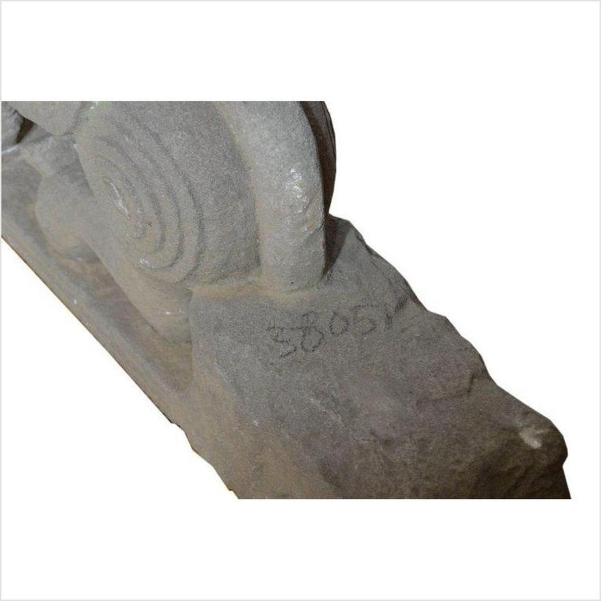 Indian Hand-Carved 19th Century Stone Sphinx Sculpture with Tiara and Earrings-12. Asian &amp; Chinese Furniture, Art, Antiques, Vintage Home Décor for sale at FEA Home