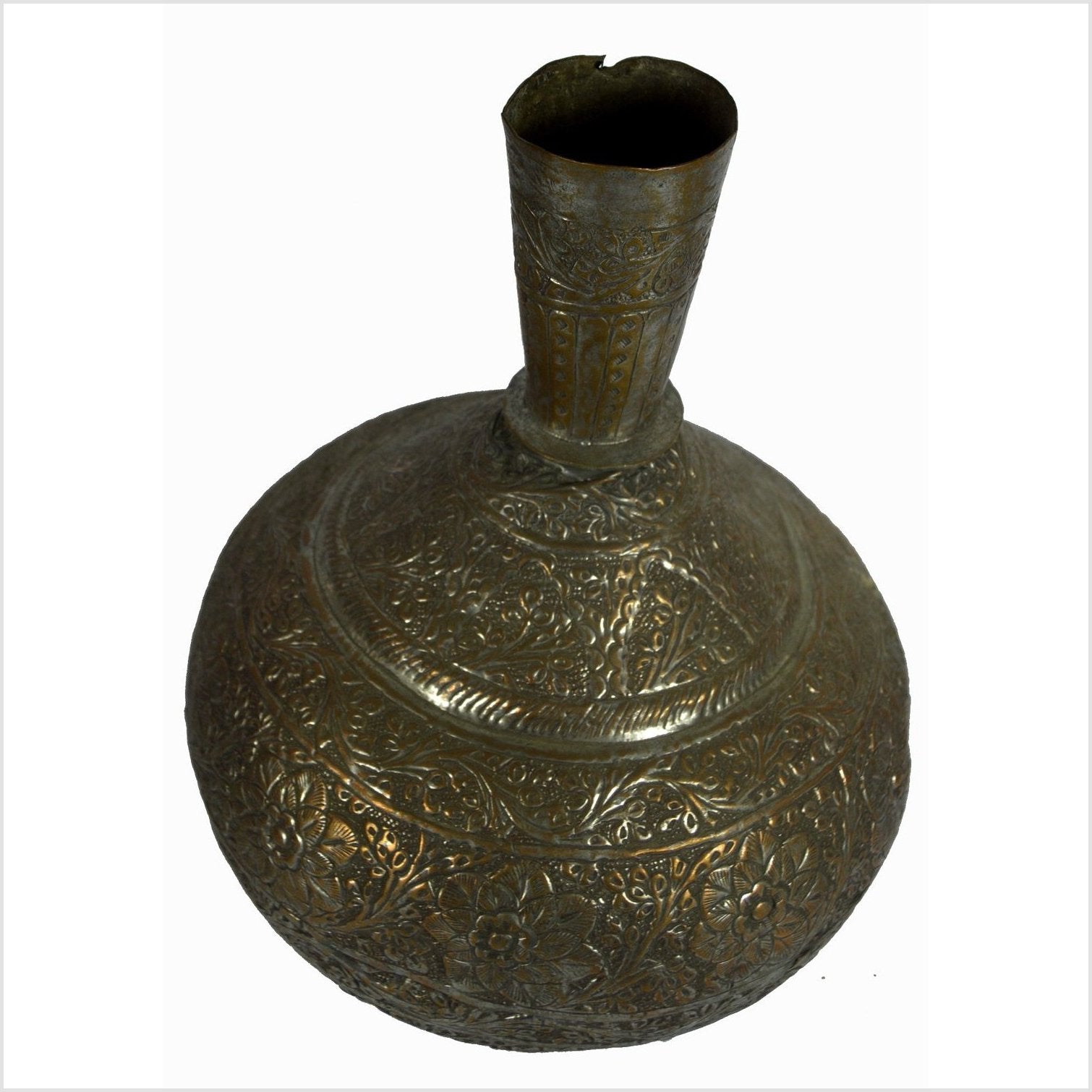 Indian Hand Tooled Brass Decanter-2. Asian & Chinese Furniture, Art, Antiques, Vintage Home Décor for sale at FEA Home