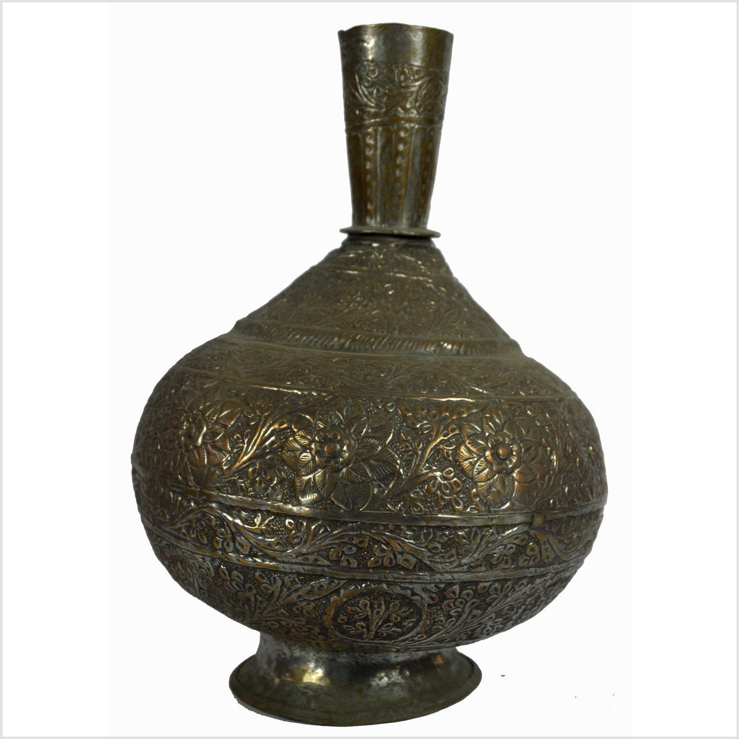 Indian Hand Tooled Brass Decanter-1. Asian & Chinese Furniture, Art, Antiques, Vintage Home Décor for sale at FEA Home
