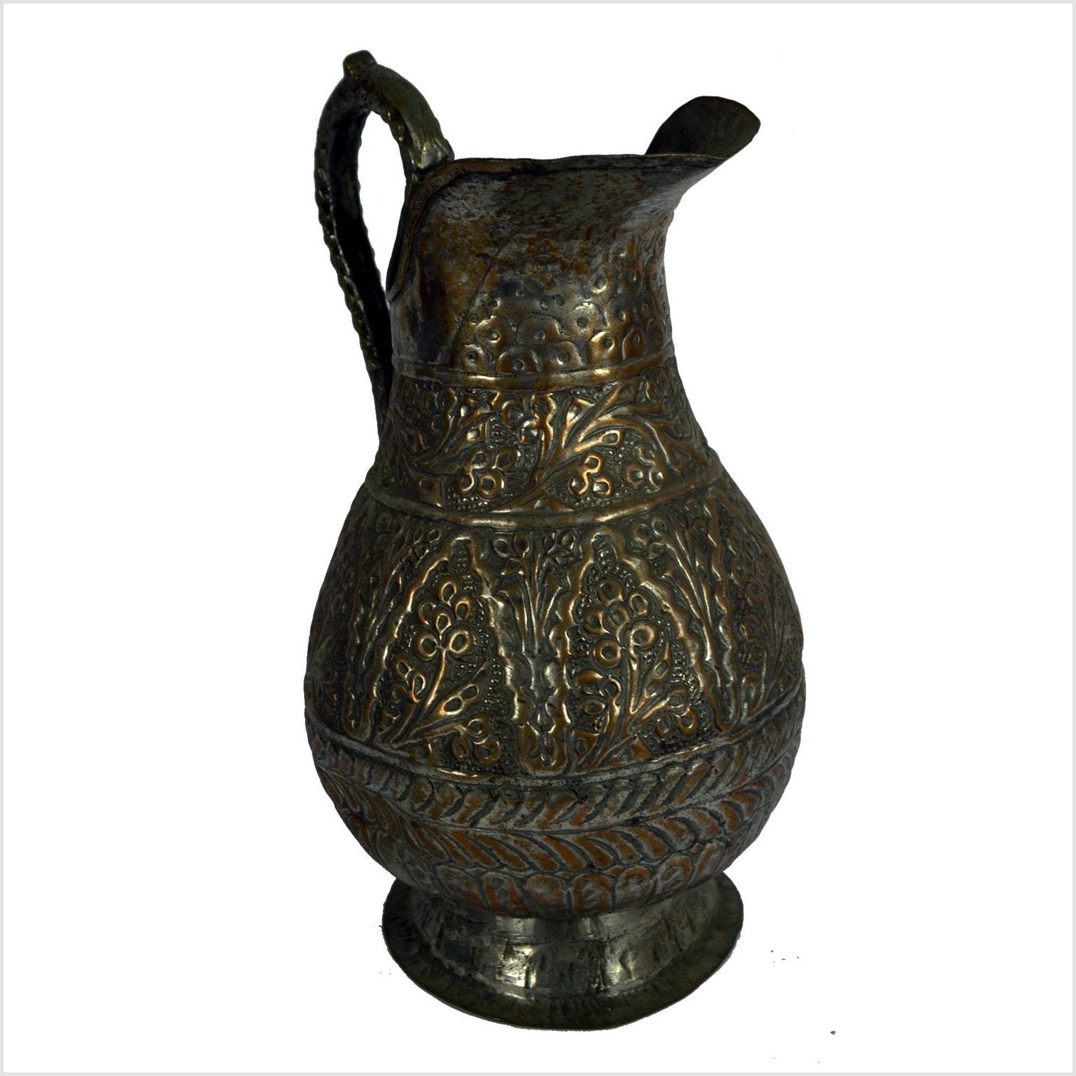 Indian Hand Tooled Brass Water Pitcher-2. Asian & Chinese Furniture, Art, Antiques, Vintage Home Décor for sale at FEA Home