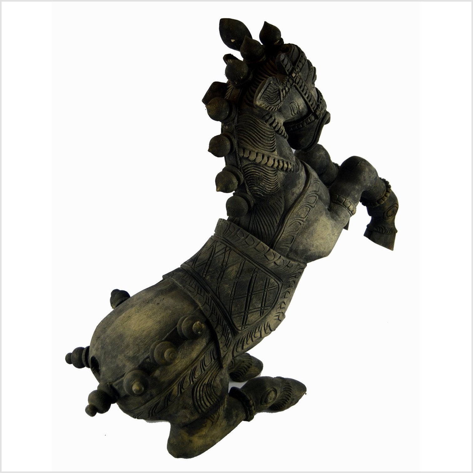 Indian Kerala Hand Carved Wooden Horse-2. Asian & Chinese Furniture, Art, Antiques, Vintage Home Décor for sale at FEA Home