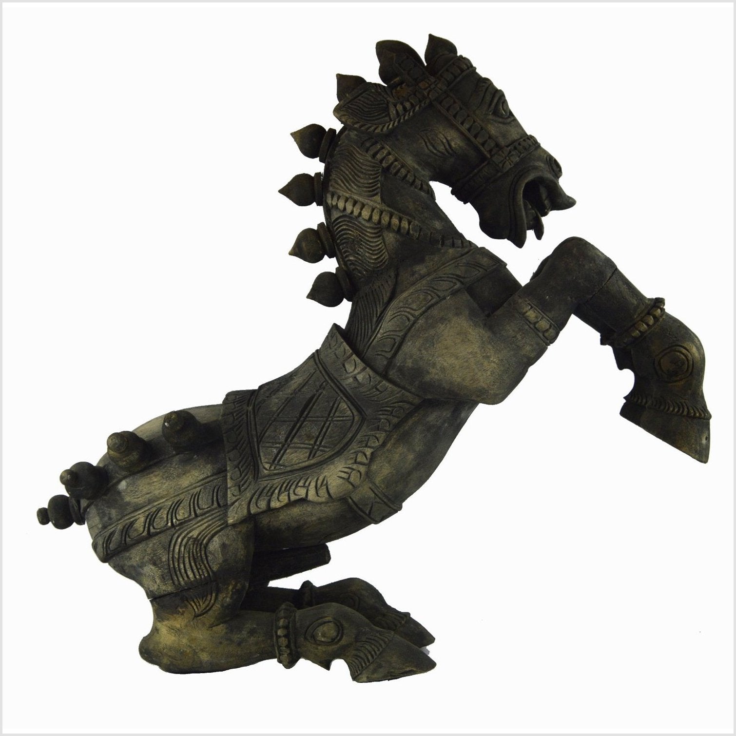 Indian Kerala Hand Carved Wooden Horse-1. Asian & Chinese Furniture, Art, Antiques, Vintage Home Décor for sale at FEA Home