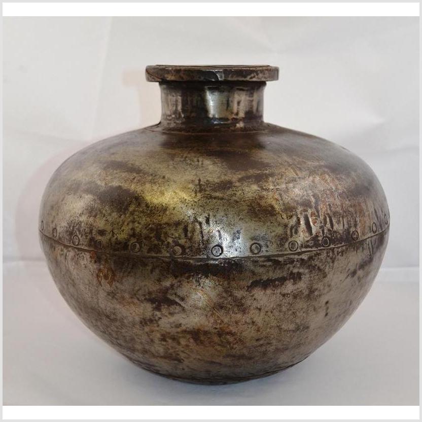Indian Metal Water Jug - Round Shape-2. Asian &amp; Chinese Furniture, Art, Antiques, Vintage Home Décor for sale at FEA Home