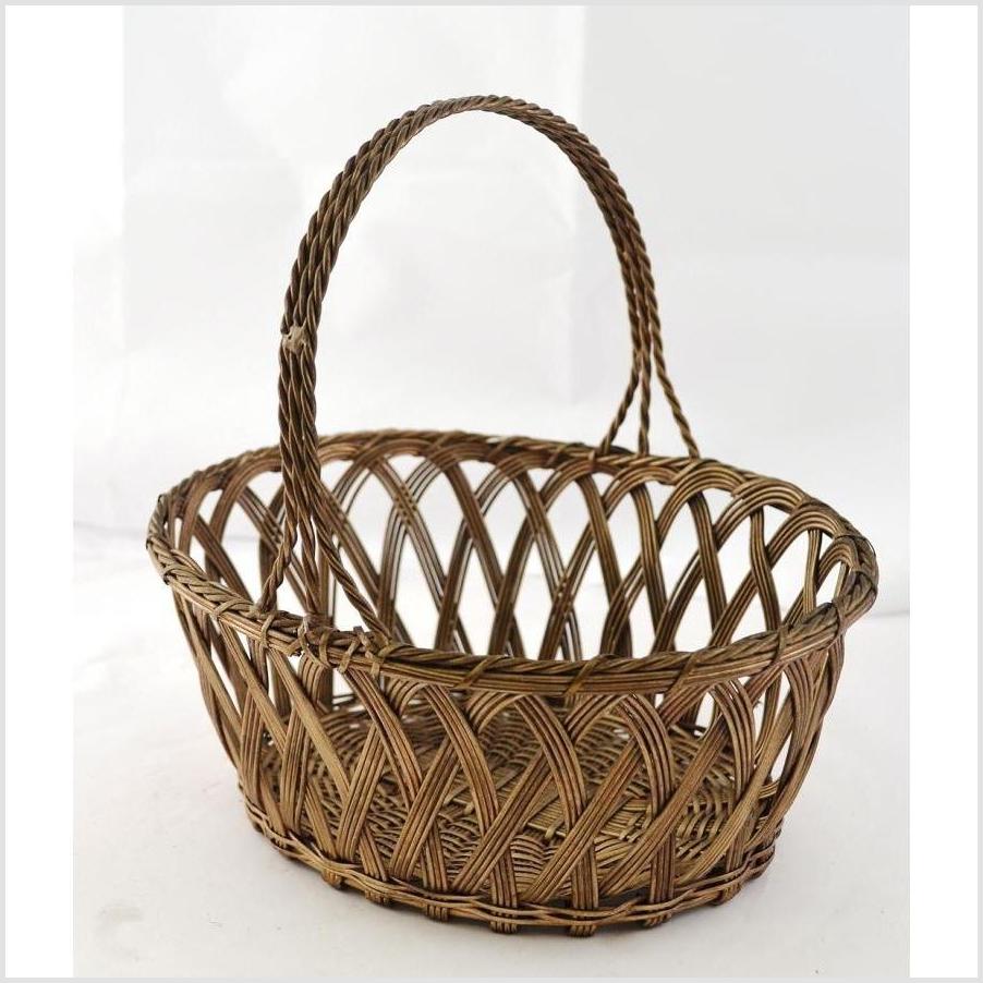 Indian Nickel Wire Woven Basket - Oval-1. Asian & Chinese Furniture, Art, Antiques, Vintage Home Décor for sale at FEA Home