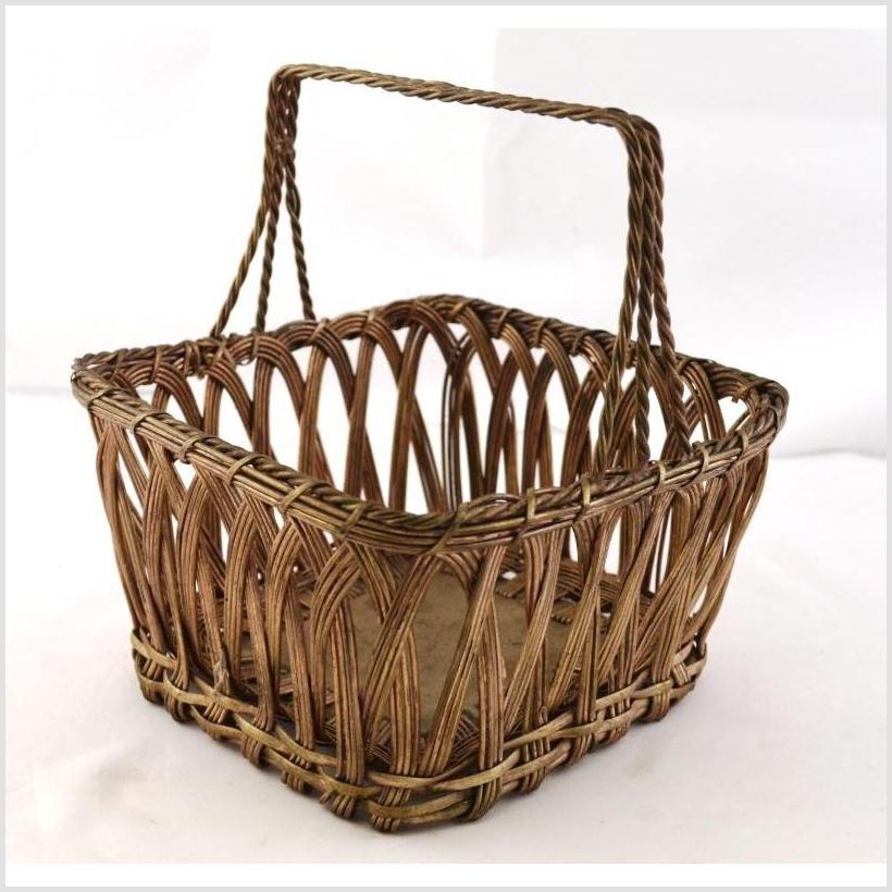 Indian Nickel Wire Woven Basket - Square-2. Asian & Chinese Furniture, Art, Antiques, Vintage Home Décor for sale at FEA Home