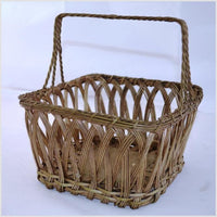 Indian Nickel Wire Woven Basket - Square- Asian Antiques, Vintage Home Decor & Chinese Furniture - FEA Home