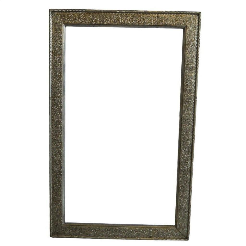 Silver-nickel Indian Repoussé rectangular frame on a white background.
