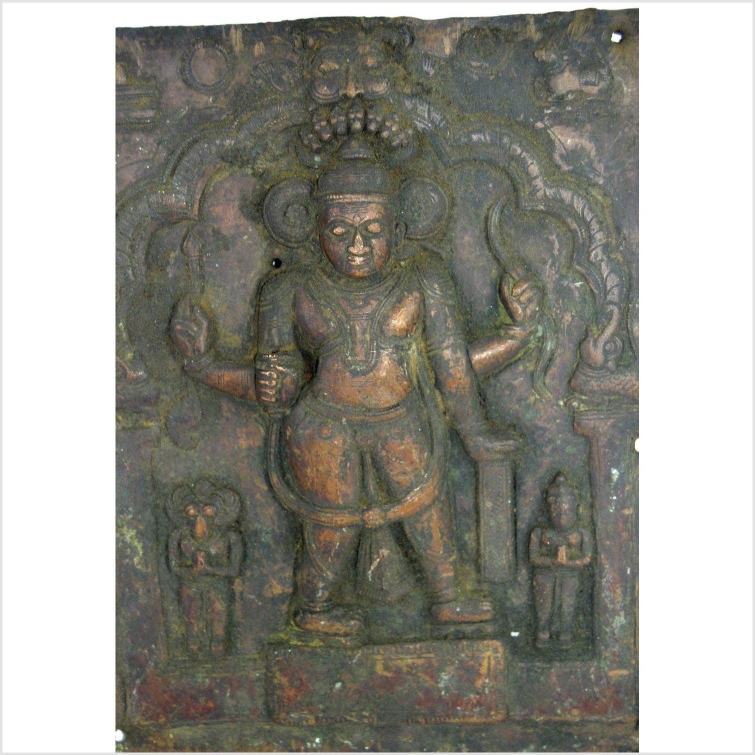 Indian Temple Bas-Relief Copper Plaque-2. Asian & Chinese Furniture, Art, Antiques, Vintage Home Décor for sale at FEA Home