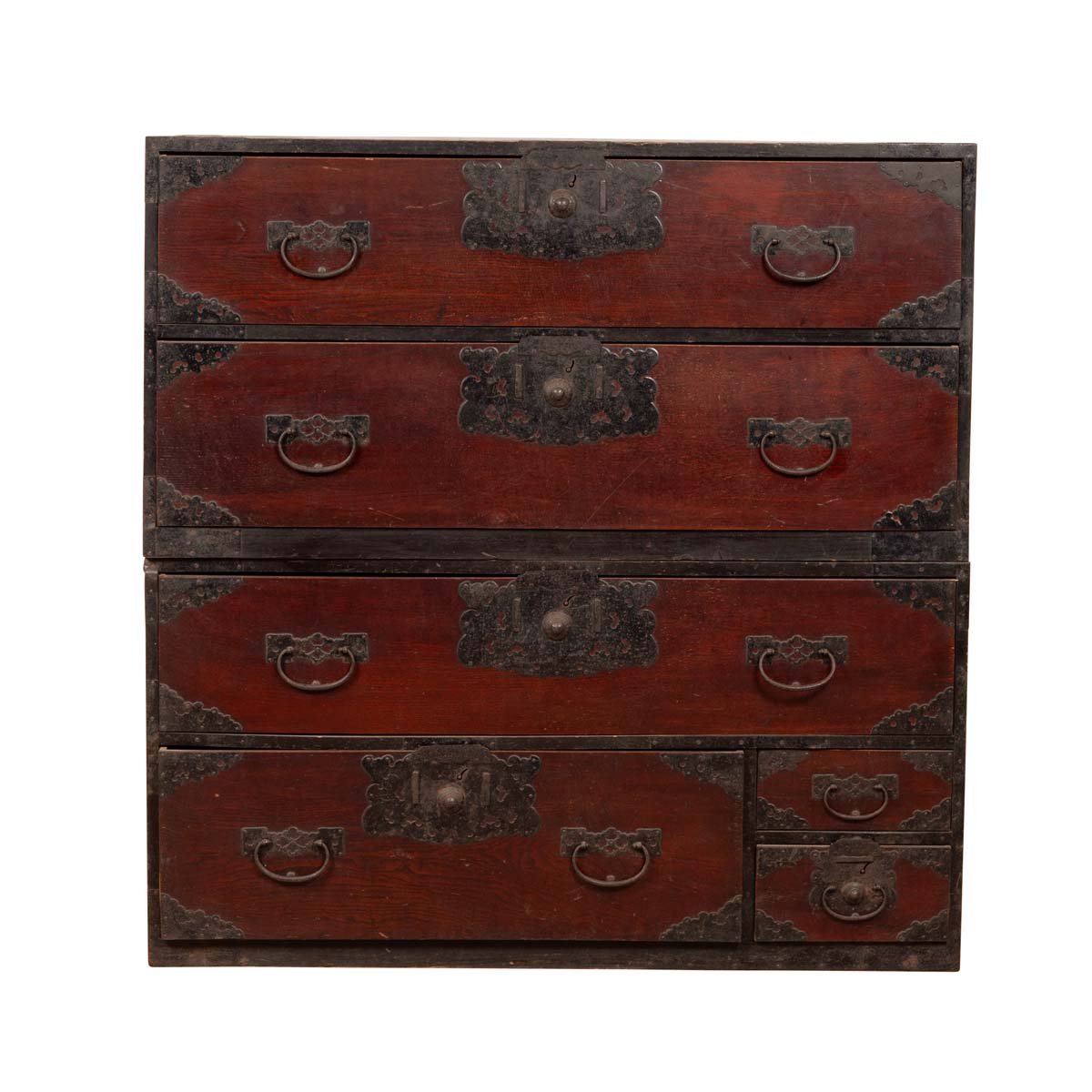 Japanese 19th Century Lacquered Sendai Clothing Tansu with Elaborate Hardware-1. Asian & Chinese Furniture, Art, Antiques, Vintage Home Décor for sale at FEA Home