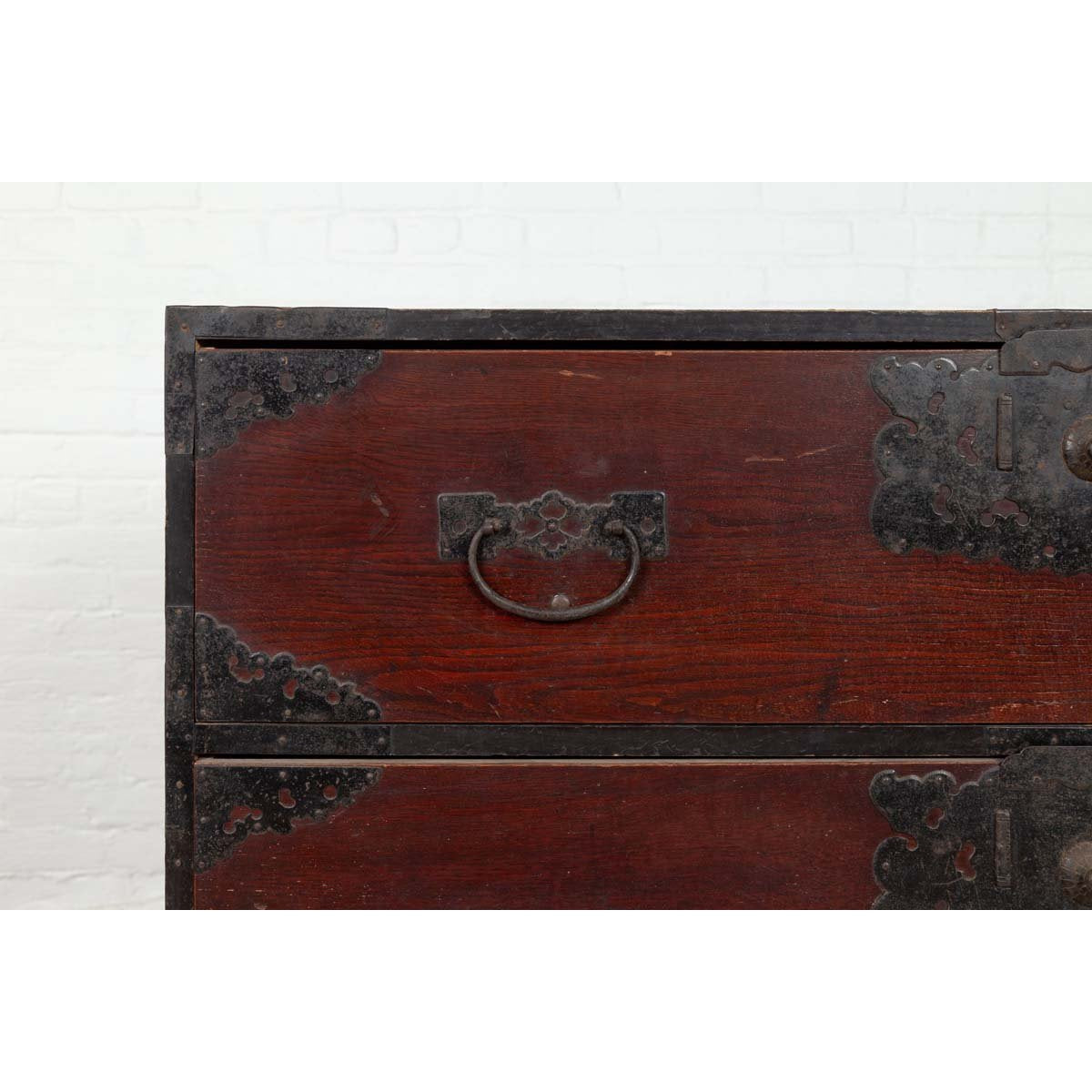 Japanese 19th Century Lacquered Sendai Clothing Tansu with Elaborate Hardware-6. Asian &amp; Chinese Furniture, Art, Antiques, Vintage Home Décor for sale at FEA Home